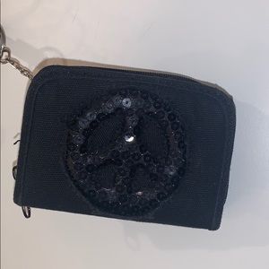 Extravagant Black wallet with peace sign